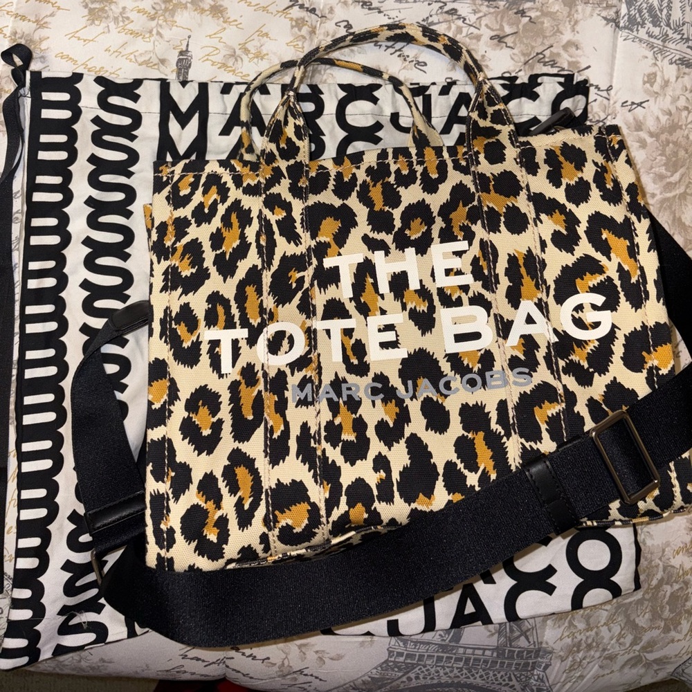 Marc Jacobs Black and Tan Leopard Tote
